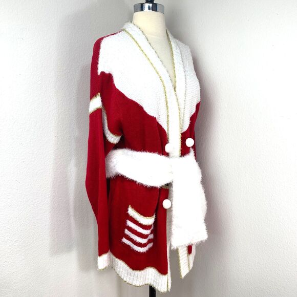 Holiday Time Womens Mrs. Santa Cardigan Top Sweater XL (16-18) Christmas Costume - Picture 8 of 14